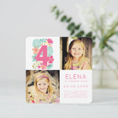 女の子FOUR 4th誕生日ナンバー4 招待状 (スタンド正面)