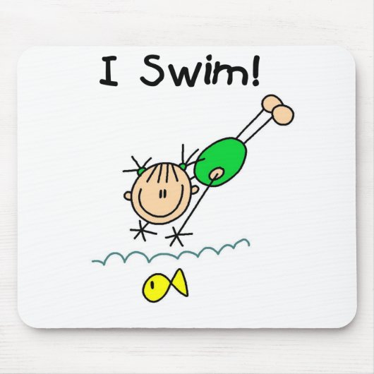 女の子Iの水泳のマウスパッド マウスパッド (正面)