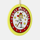 女の子Iの演劇の野球のTシャツおよびギフト セラミックオーナメント (右)