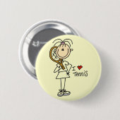 女の子I愛テニスのTシャツおよびギフト 缶バッジ (正面&裏面)