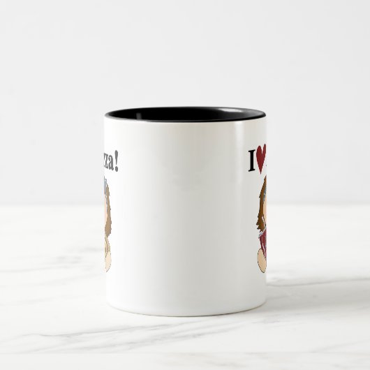 女の子I愛ピザTシャツおよびギフト ツートーンマグカップ (中央)