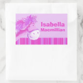 女の子idフルネームピンクポニー馬ステッカー 長方形シール (バッグ)