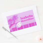 女の子idフルネームピンクポニー馬ステッカー 長方形シール (封筒)