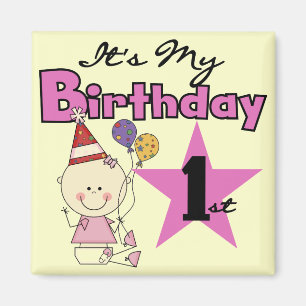 女の子It's My誕生日Tシャツとギフト マグネット