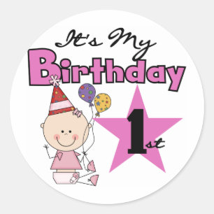 女の子It's My誕生日Tシャツとギフト ラウンドシール
