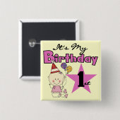 女の子It's My誕生日Tシャツとギフト 缶バッジ (正面&裏面)
