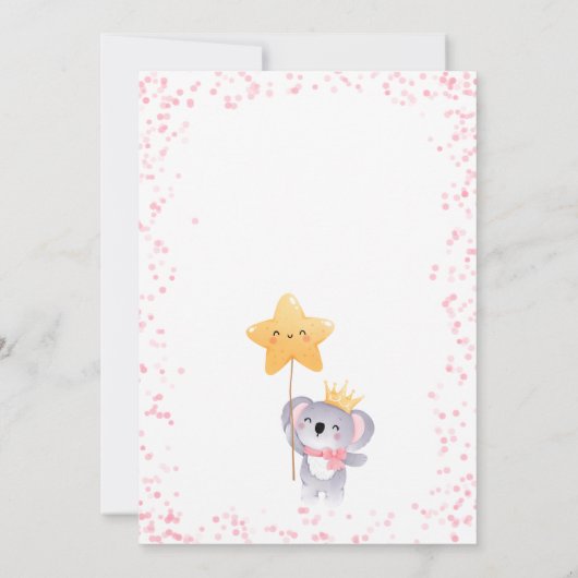 女の子Koalaクマ私たちは赤ちゃんシャワーを待つことができる 招待状 (裏面)