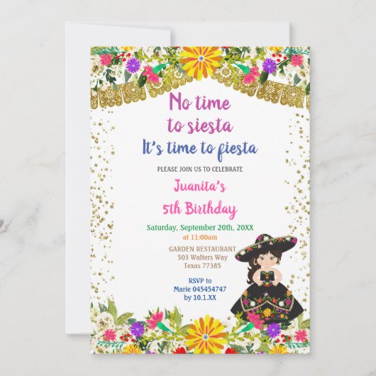 女の子No Time to Siestaフィエスタの時間だ 招待状 (正面)