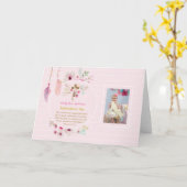 女の子PHOTOバプテスマ《キリスト教》洗礼式や命名式ギフト諺31:25 カード (黄色い花)