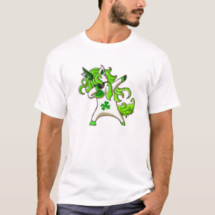 女の子St patricks dayシャムロックダビングユニコーンキッド Tシャツ
