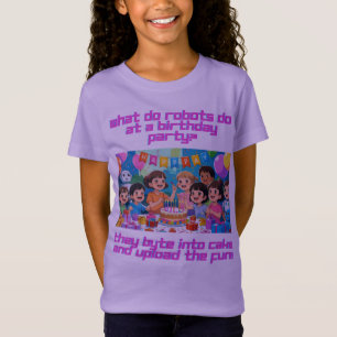 女の子Tシャツ – 女の子の誕生日ロボットジョークTシャツ Tシャツ