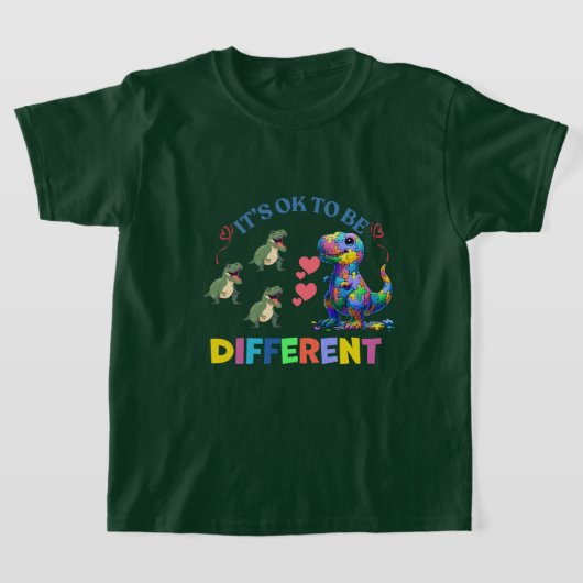 女の子Tシャツ – 違いはOK 🦕💖 Tシャツ (レイダウン)