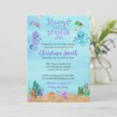 女の子wの人魚のための海のベビーシャワー招待状 招待状 (スタンド正面)