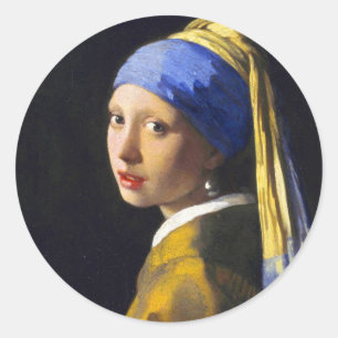 女の子wの真珠のイヤリングの~ Vermeer ラウンドシール