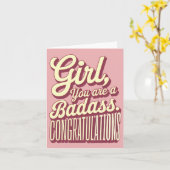 女の子Youは悪いヴィンテージレトロ卒業 カード (黄色い花)