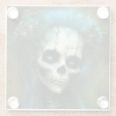 女の完全に死んでいな骸骨の恐怖 ガラスコースター (裏面)