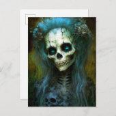 女の完全に死んでいな骸骨の恐怖 ポストカード (正面/裏面)
