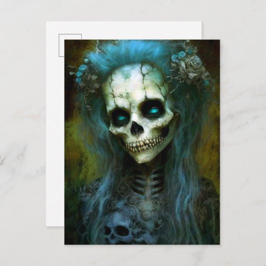 女の完全に死んでいな骸骨の恐怖 ポストカード (正面/裏面)