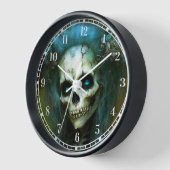 女の完全に死んでいな骸骨の恐怖 壁時計 (傾斜)