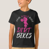 女の実在子の乗りダートバイクオートバイモトクロス Tシャツ (正面)