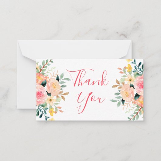 女の感謝してい子の赤ちゃんシャワー水色フローラピンク ノートカード (正面)