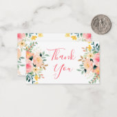 女の感謝してい子の赤ちゃんシャワー水色フローラピンク ノートカード (正面/裏面インサイチュ)