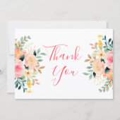 女の感謝してい子の赤ちゃんシャワー水色フローラピンク ノートカード (正面)