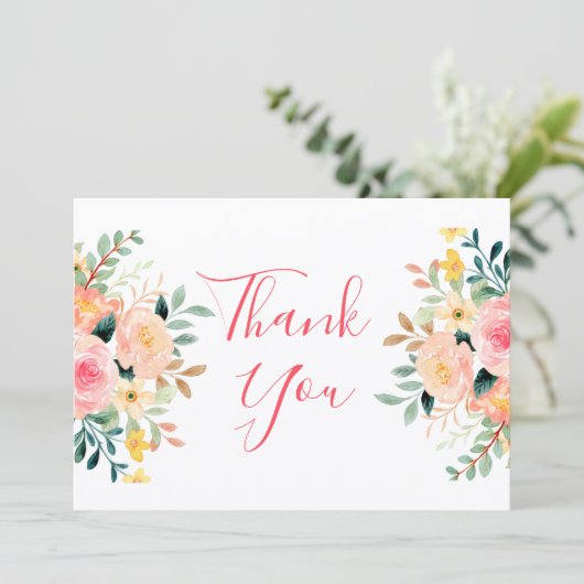 女の感謝してい子の赤ちゃんシャワー水色フローラピンク ノートカード (スタンド正面)