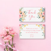 女の感謝してい子の赤ちゃんシャワー水色フローラピンク ノートカード