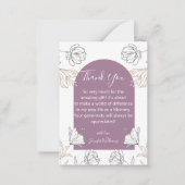 女の感謝してい子シャワー紫のアーチフローラ ノートカード (正面)