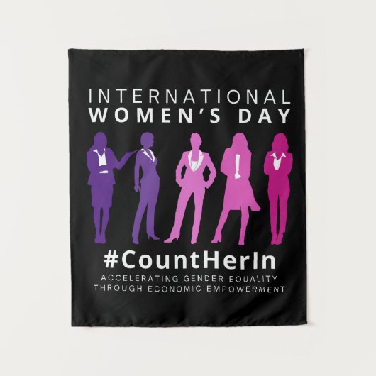 女の日国際的に彼女を数える タペストリー (正面)