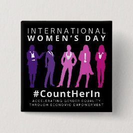 女の日国際的に彼女を数える 缶バッジ