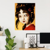 女の日本の子の紅葉 ポスター (ホームオフィス)