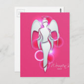 女の日白い女の天使がピンク色に ポストカード (正面/裏面)