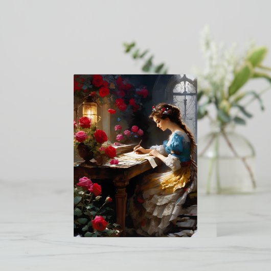 女の書この段落は柔らかいローマ人だ 箔シーズンポストカード (立ち正面)