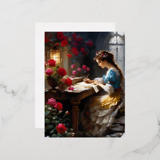 女の書この段落は柔らかいローマ人だ 箔シーズンポストカード (正面/裏面)