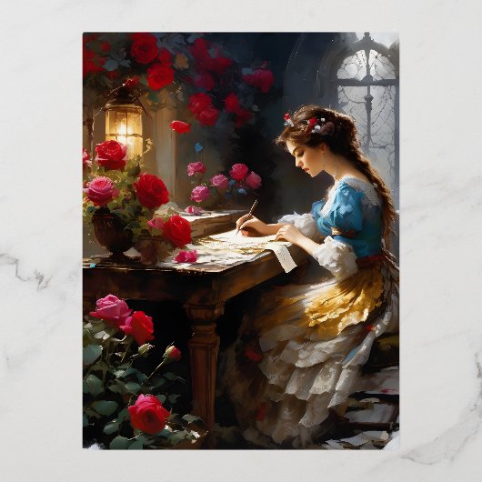 女の書この段落は柔らかいローマ人だ 箔シーズンポストカード (正面)