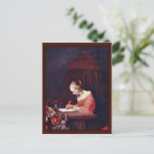 女の書手紙だ、Gerard Ter Borch著 ポストカード (スタンド正面)