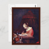 女の書手紙だ、Gerard Ter Borch著 ポストカード (正面/裏面)