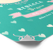 女の生まれたばかりの子のパーソナライズされたベビー ポスター (角)