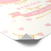 女の生まれたばかりの子のパーソナライズされたベビー ポスター (角)