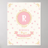 女の生まれたばかりの子のパーソナライズされたベビー ポスター (正面)