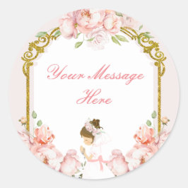 女の祈子の金ゴールド第1聖餐式あなたのメッセージ ラウンドシール