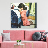 女の祈子はベッドの時間で、主の祈りの言葉 キャンバスプリント (インサイチュ (リビング))