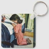 女の祈子はベッドの時間で、主の祈りの言葉 キーホルダー (裏面)