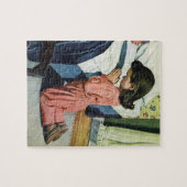 女の祈子はベッドの時間で、主の祈りの言葉 ジグソーパズル (横)