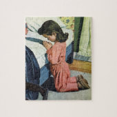 女の祈子はベッドの時間で、主の祈りの言葉 ジグソーパズル (縦)