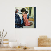 女の祈子はベッドの時間で、主の祈りの言葉 ポスター (キッチン)