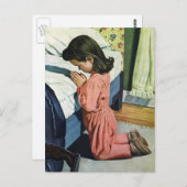 女の祈子はベッドの時間で、主の祈りの言葉 ポストカード (正面/裏面)