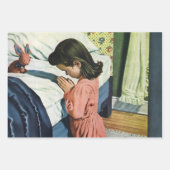 女の祈子はベッドの時間で、主の祈りの言葉 ラッピングペーパーシート (正面2)